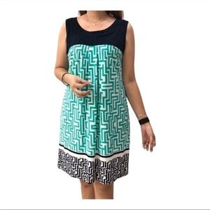 En Focus Studio Women’s Dress Size 8 Sleeveless Polyester Blend Navy Blue,Green